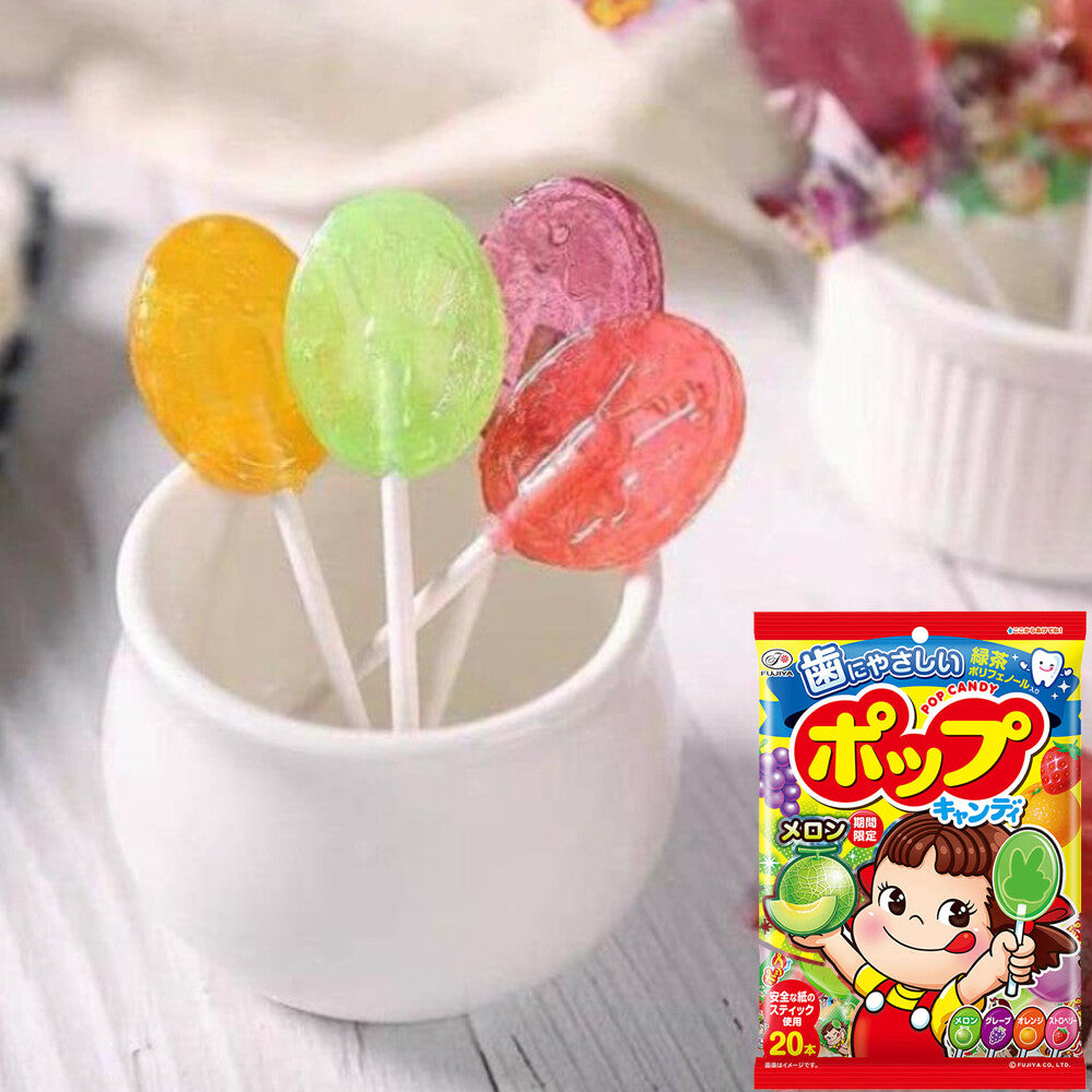Fujiya Peko-Chan Fruit Lollipop Set, 1 box (6 packs)