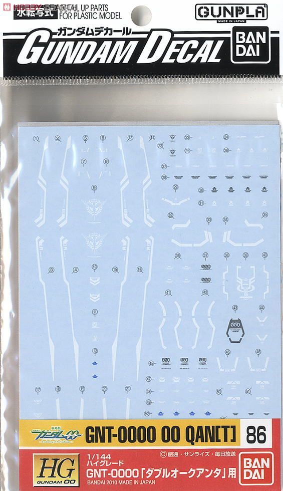 Bandai HG 1/144 00 QAN[T] decals - BanzaiHobby