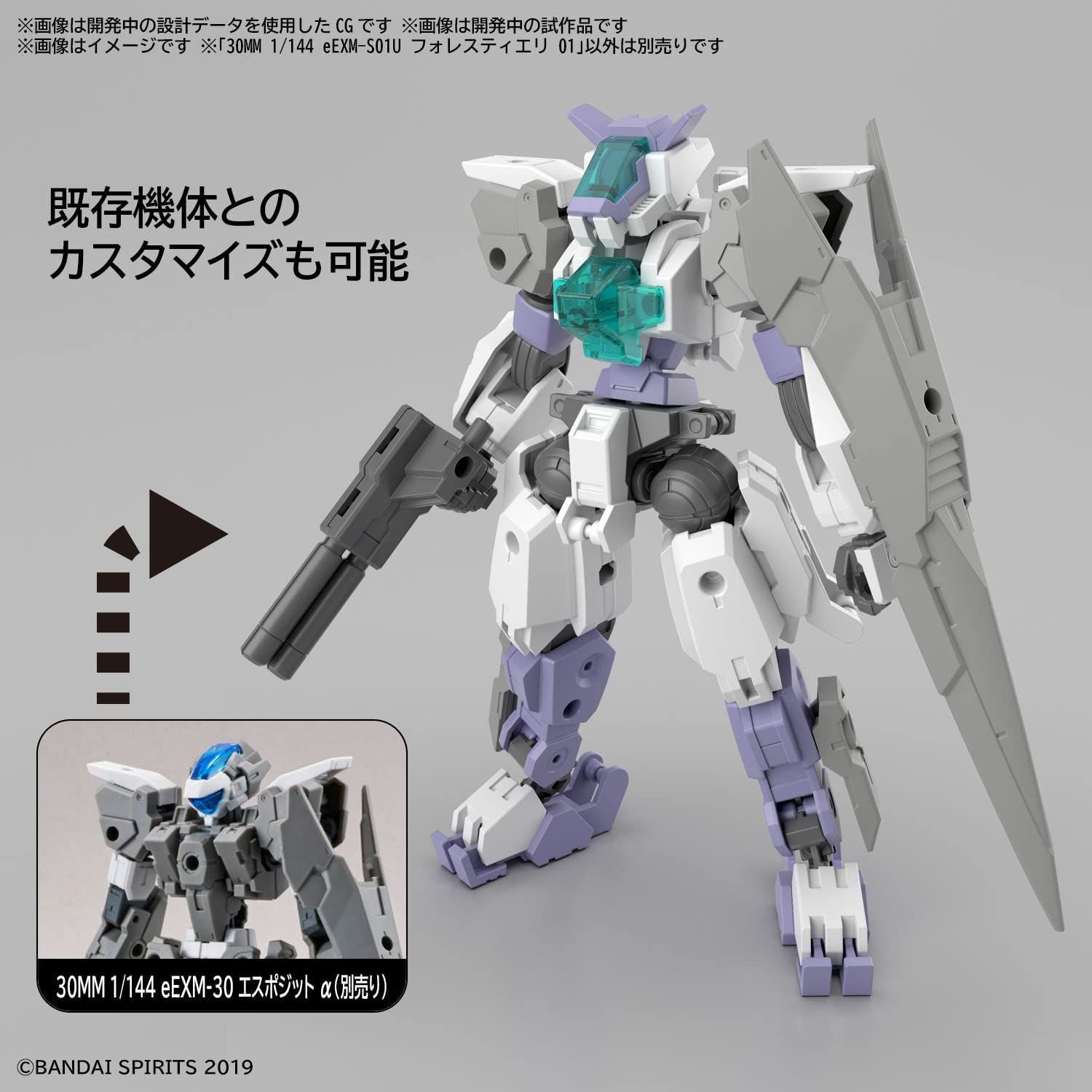Bandai 30MM eEXM-S01U Forestieri 01 1/144 Scale Color Coded Plastic Mod - BanzaiHobby