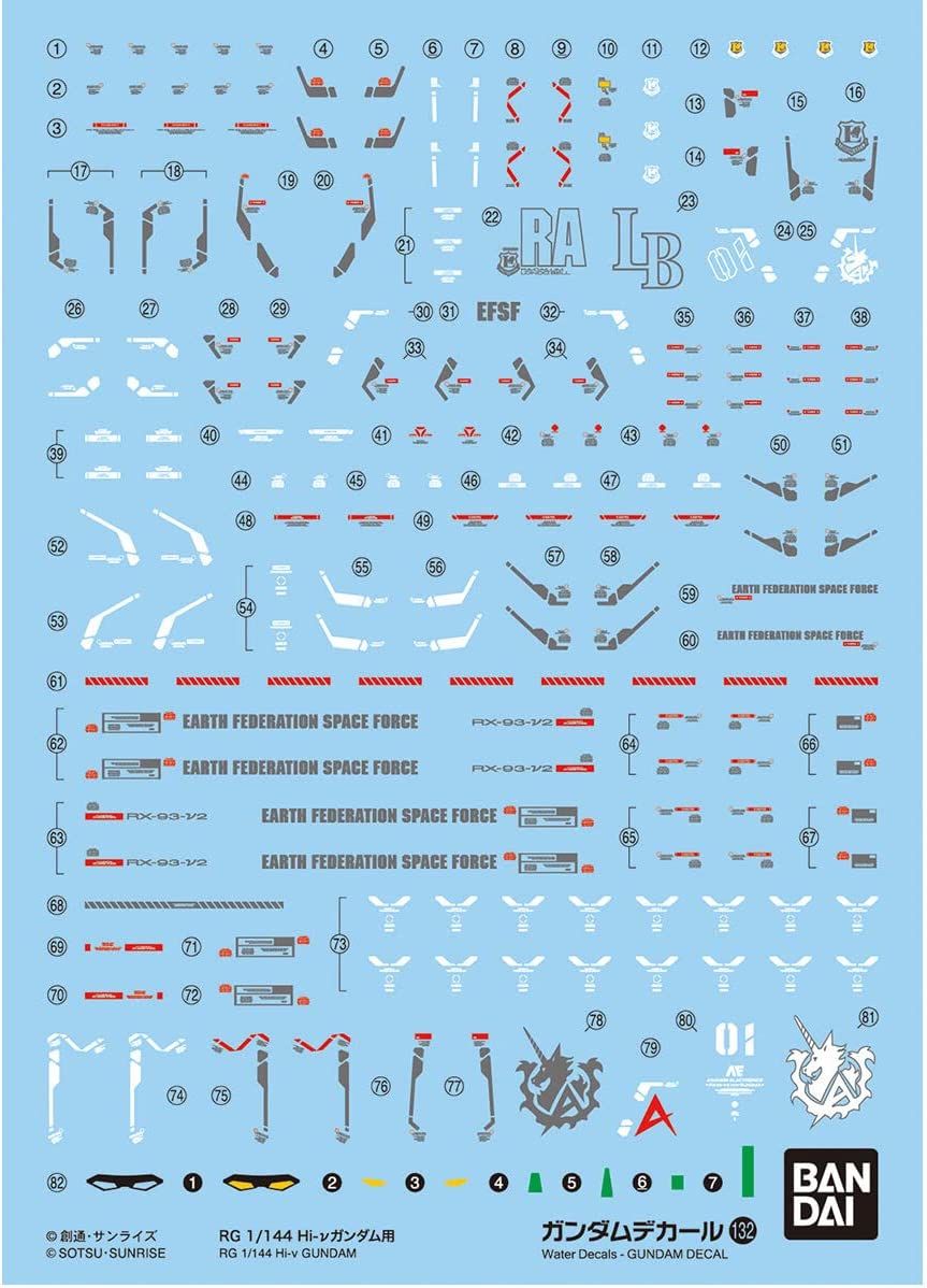 Bandai Gundam Decal No.132 RG 1/144 Scale Mobile Suit Gundam Char of St - BanzaiHobby