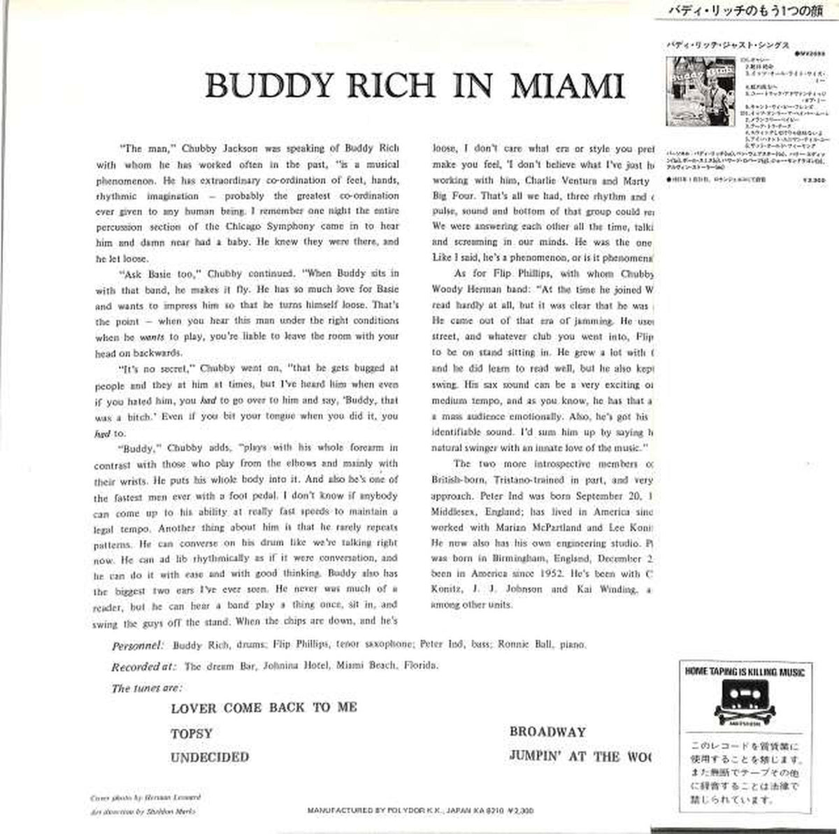 Polydor Buddy Rich "In Miami" 23MJ3200