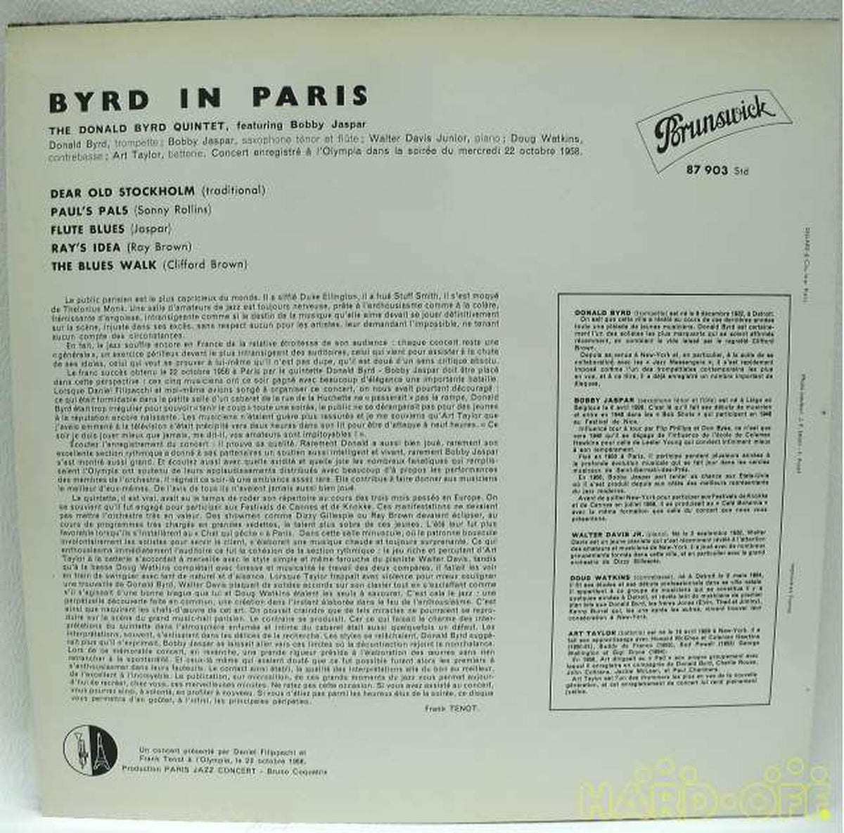 BRUNSWICK THE DONALD BYRD QUINTET/BYRD I 87 903