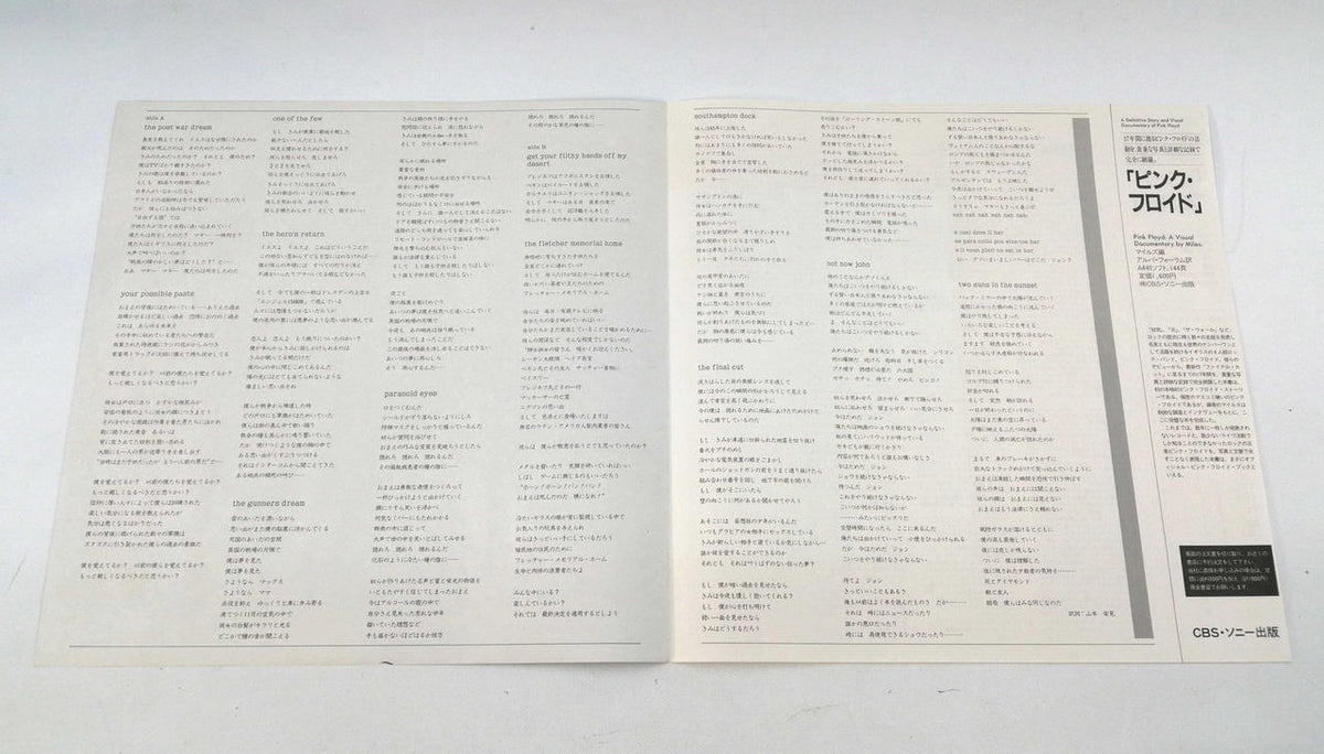CBS/SONY LP Record PINK FLOYD / THE FINAL CUT