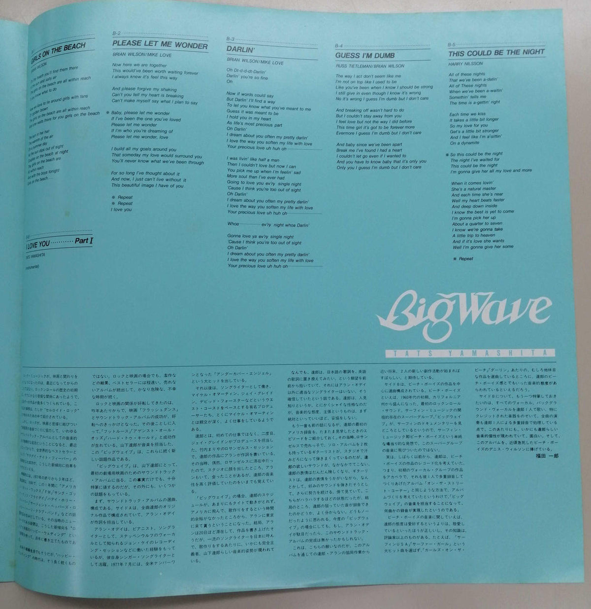 MOON RECORDS Tatsuro Yamashita / BigWave MOON-28019