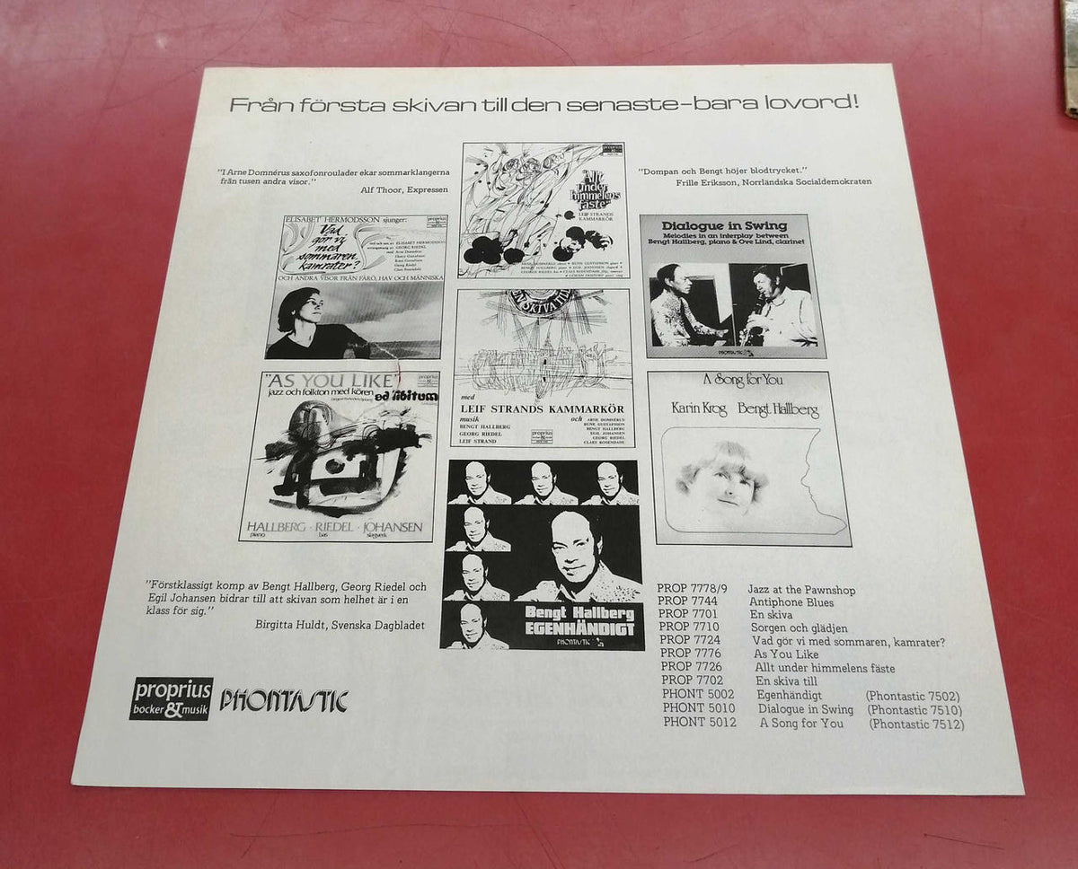 SWE PROPHONE LP record ARNE DOMNERUS / JAZZ AT PAWNSH