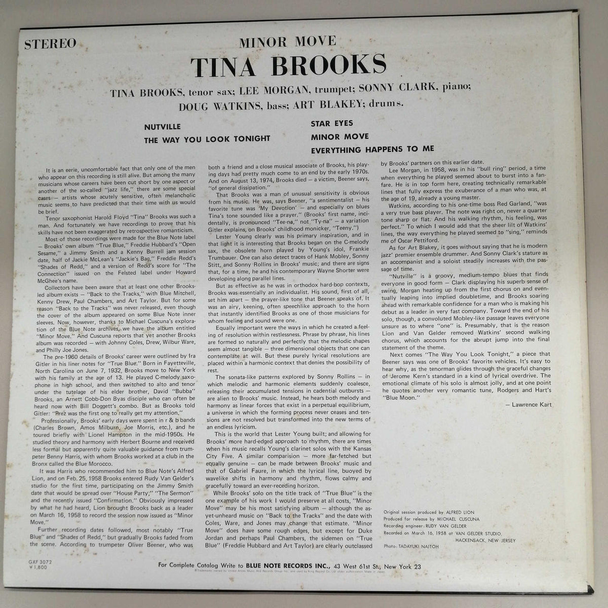 BLUE NOTE TINA BROOKS/MINOR MOVE GXF-3072