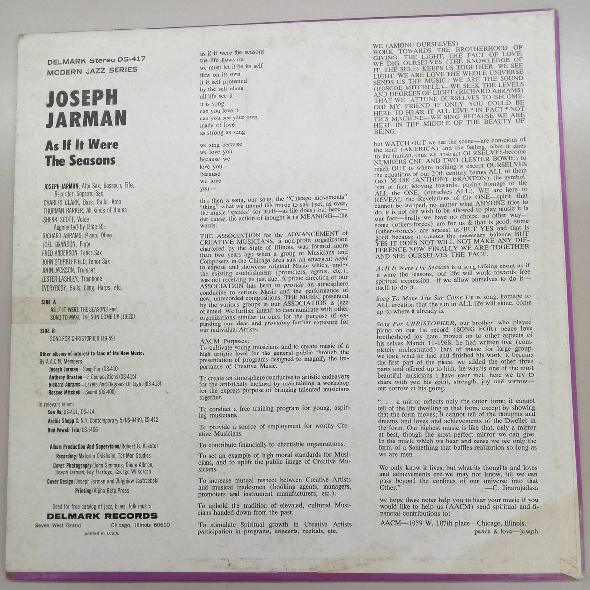 DELMARK JOSEPH JARMAN/AS IF IT WERE DS-417
