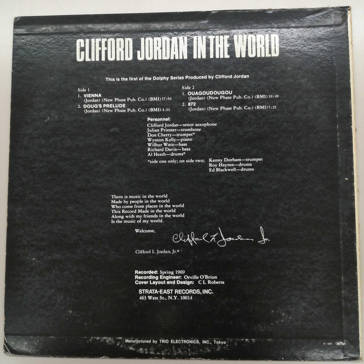 STRATA-EAST CLIFFORD JORDAN/ IN THE　WORLD PA-7018