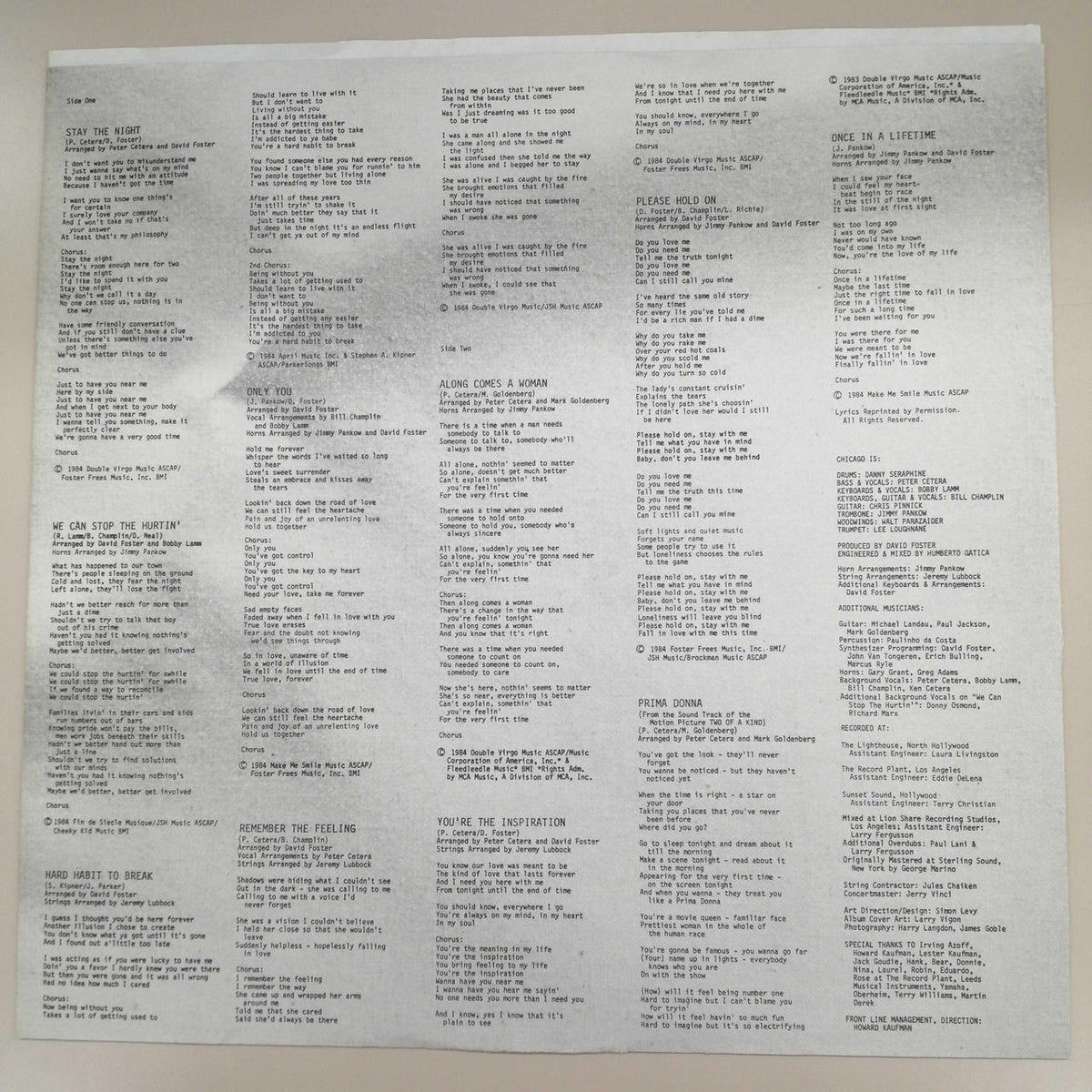 WARNER BROS RECORD CHICAGO/CHICAGO 17 25060-1