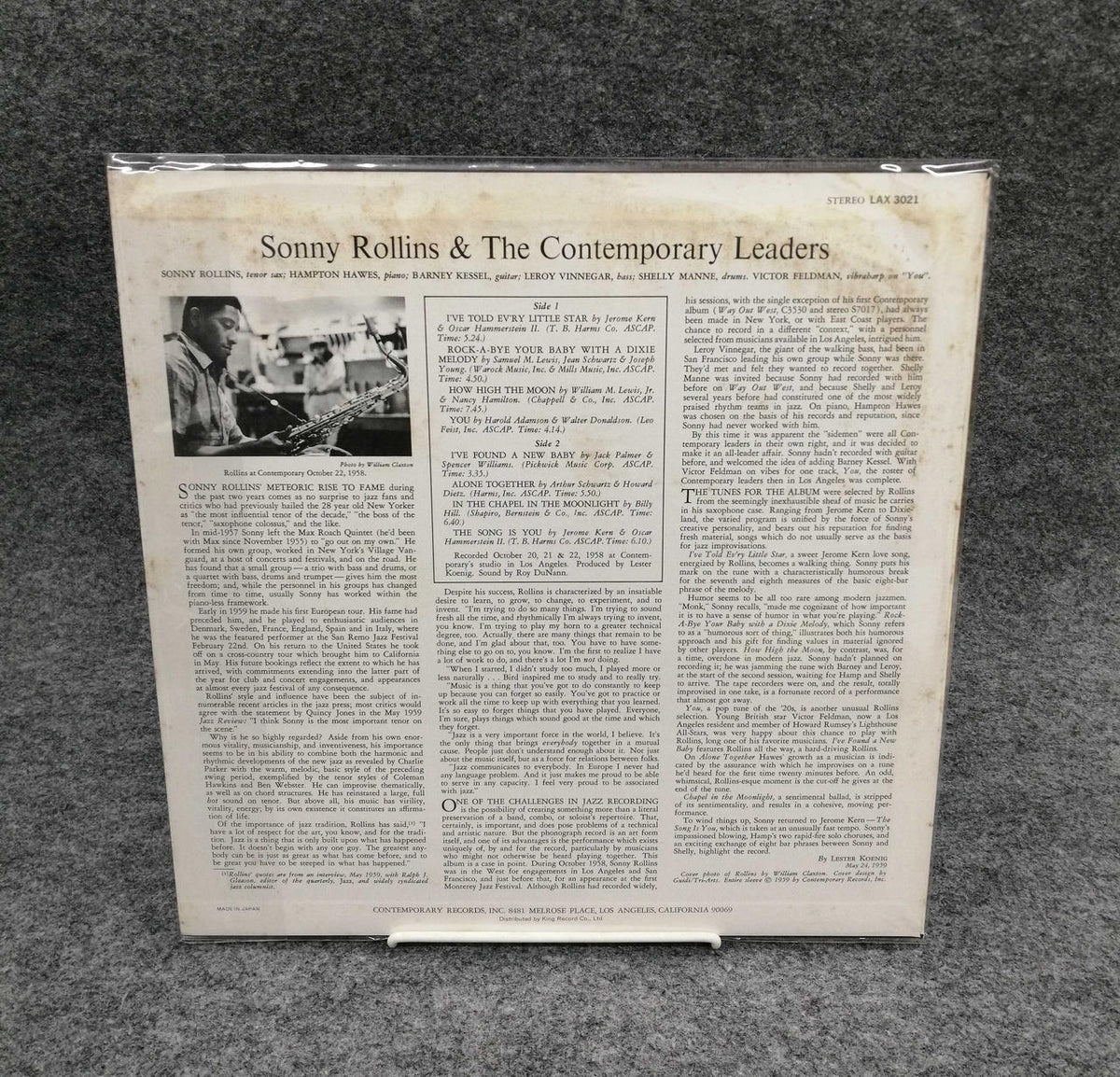 KING RECORD LP SONNY ROLLINS AND THE CONTEMPO