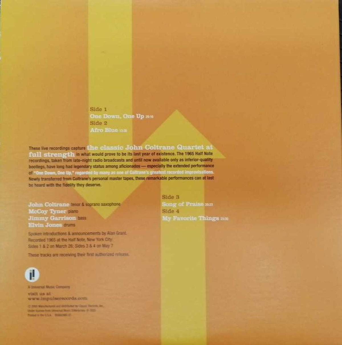 Universal Music ONE DOWN,ONE UP/JOHN COLRANE ONE DOWN,ONE UP/B0002380-01