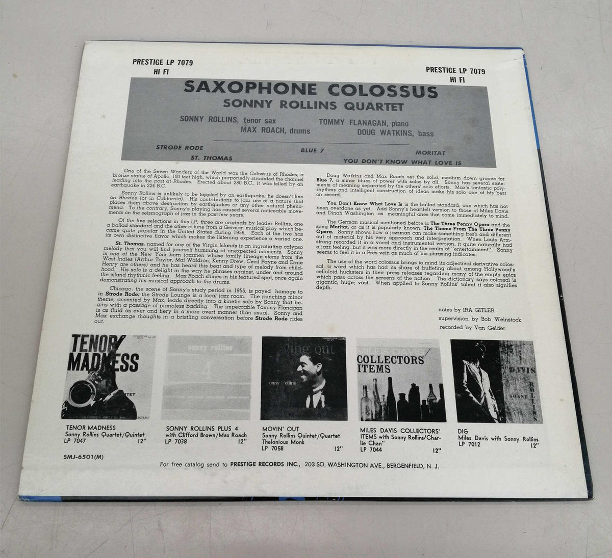 Prestige Jazz Records SXOPHONECOLOSSUS/SONNYROLLINS
