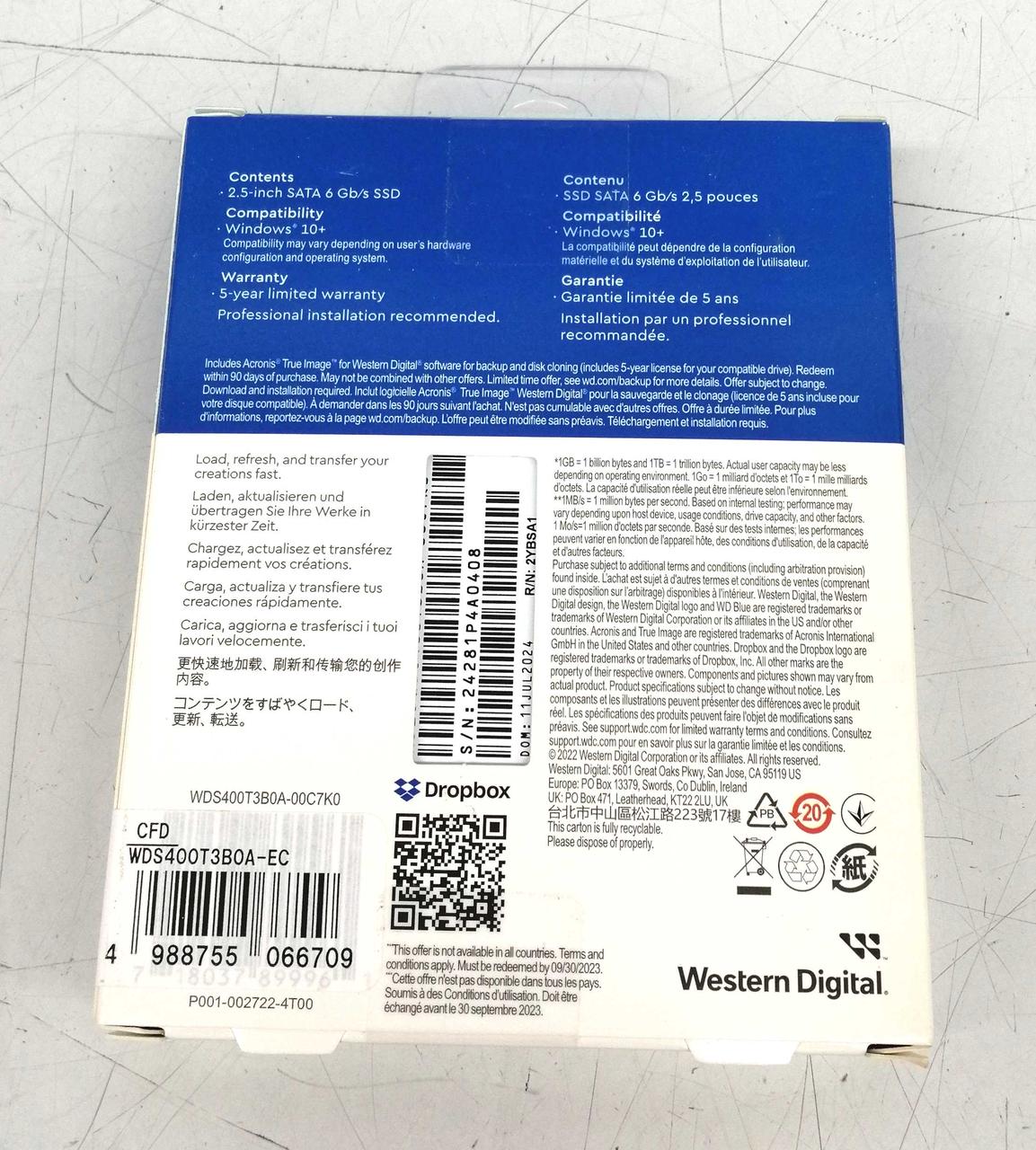WESTERN DIGITAL SSD WDS400T3B0A-EC