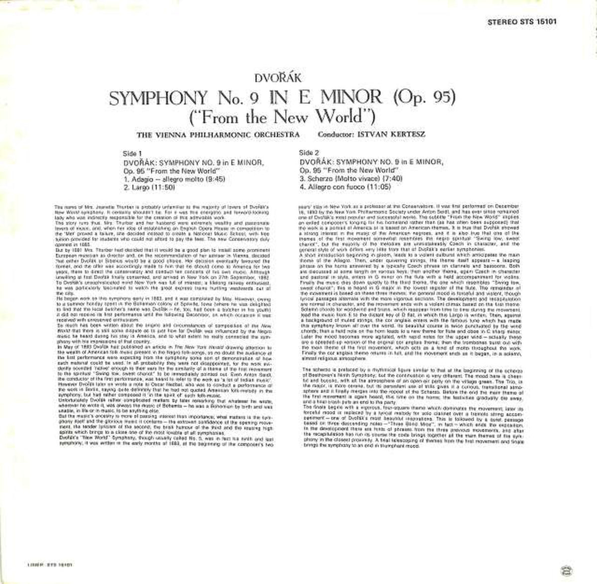 London (import, UK) Dvořák 'From the New World' Kertész Vienna Philharmonic STS-15101