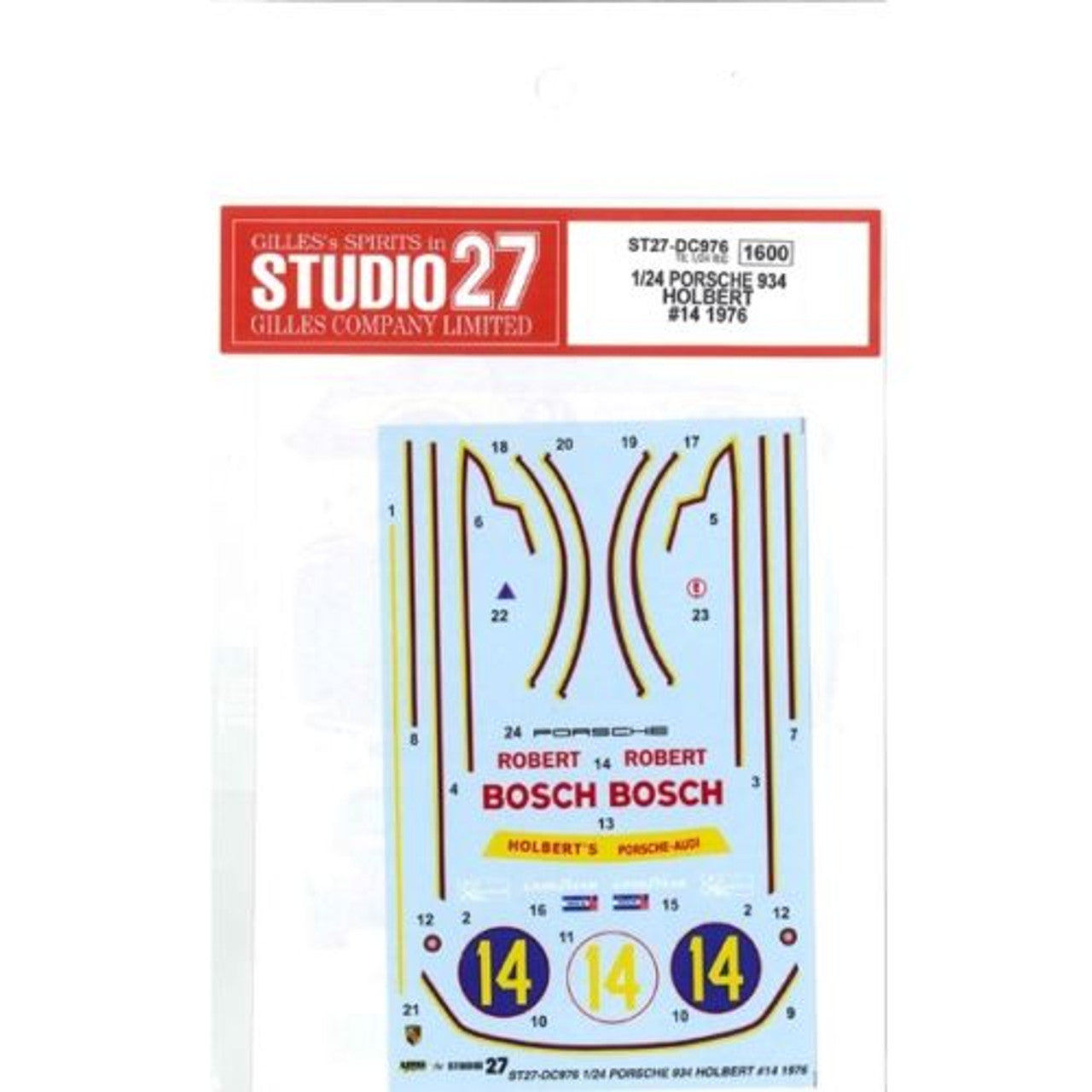 Studio27 DC976 1/24 PORSCHE934 HOLBERT #14 1976 DECAL - BanzaiHobby