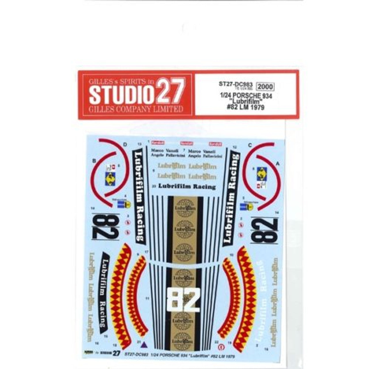 Studio27 DC983 1/24 PORSCHE934 Lubrifilm #82 LM 1979 Decalsheet - BanzaiHobby