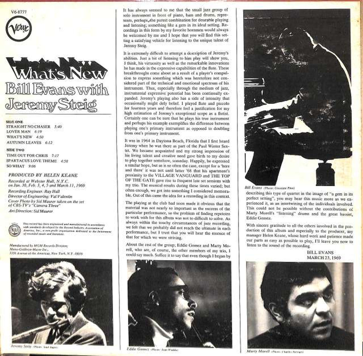 Nippon Gramophone (Verve Records) Bill Evans "What's New" V6-8777 (USA)