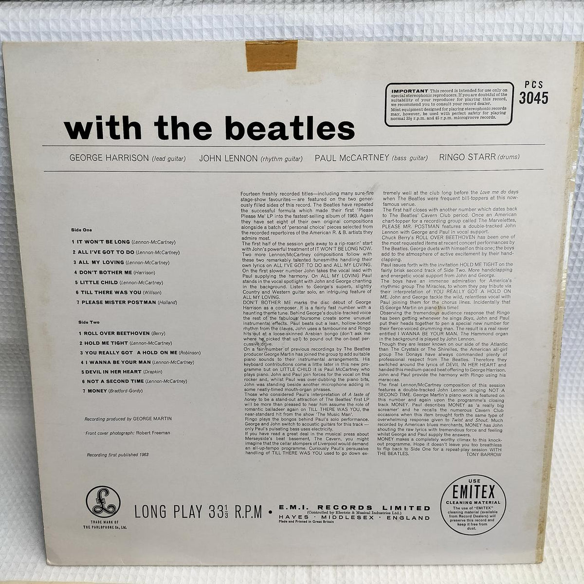 THE BEATLES Record: WITH THE BEATLES (PCS3045)