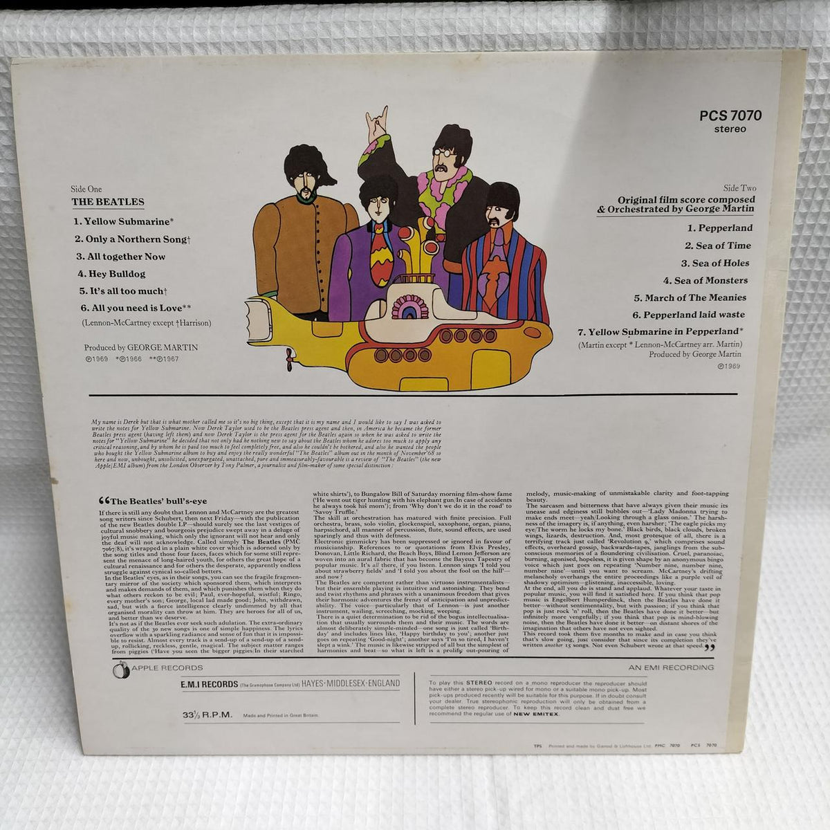 THE BEATLES Record YELLOW SUBMARINE (PCS-7070