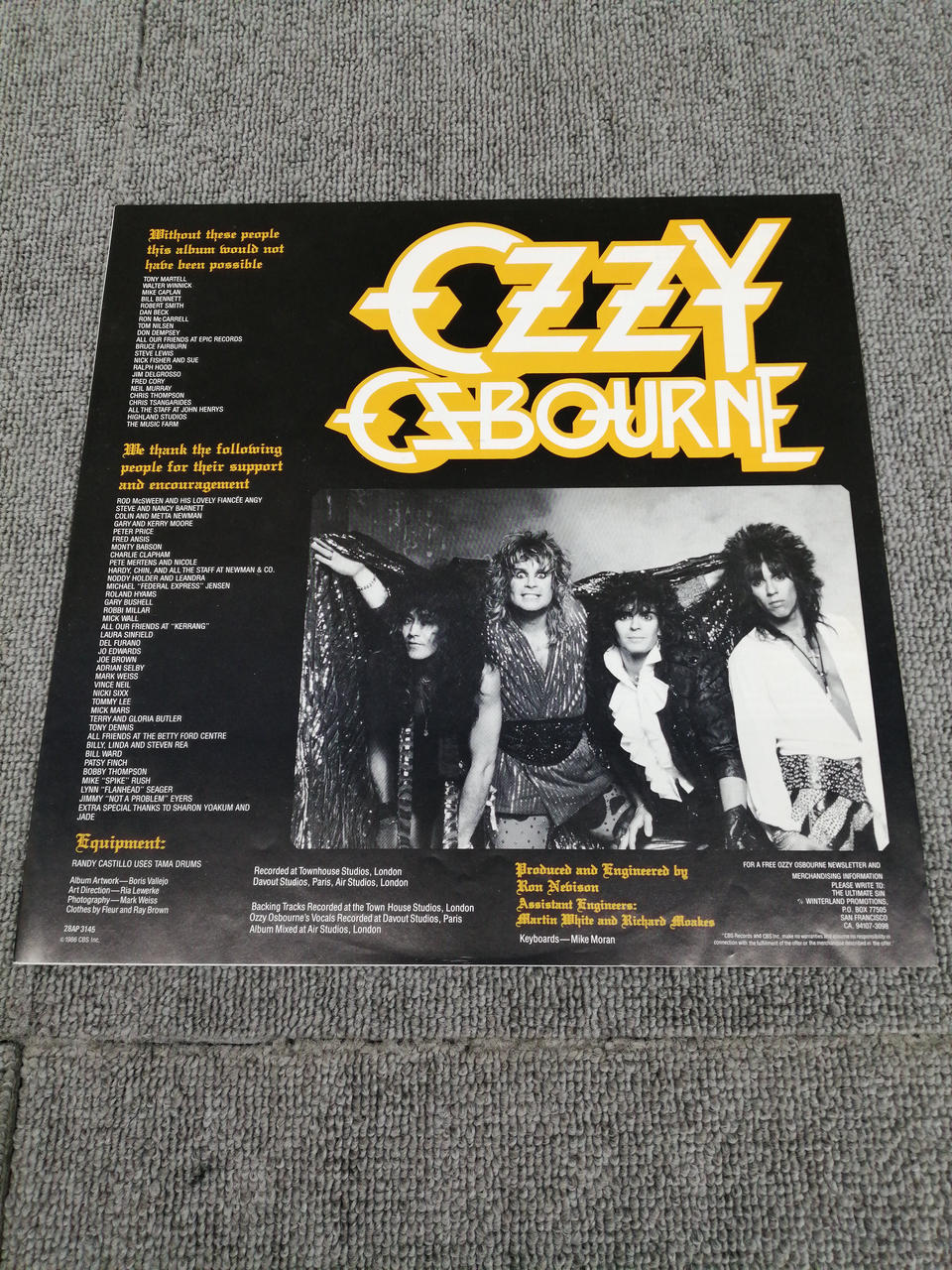 CBS/SONY OZZY OSBOURNE/THE ULTIMATE SIN OZZY OSBOURNE/THE ULTIMATE SIN