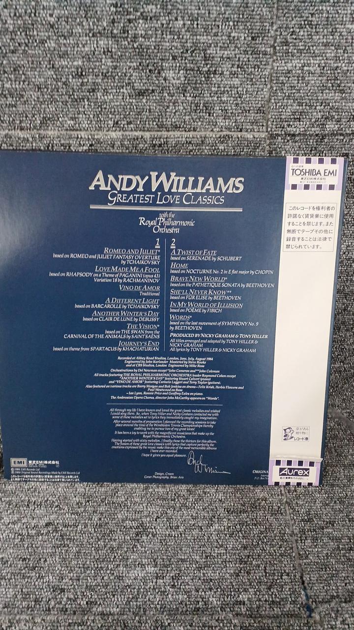 TOSHIBA EMI Sample Disc Unused Record Andy Williams Love Classics