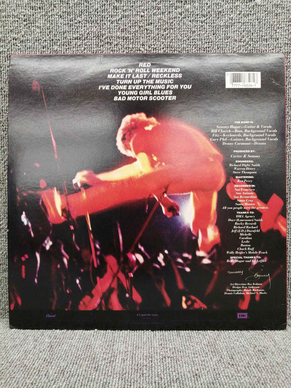 CAPITOL RECORDS Analog Record SAMMY HAGAR/ALL NIGHT LONG
