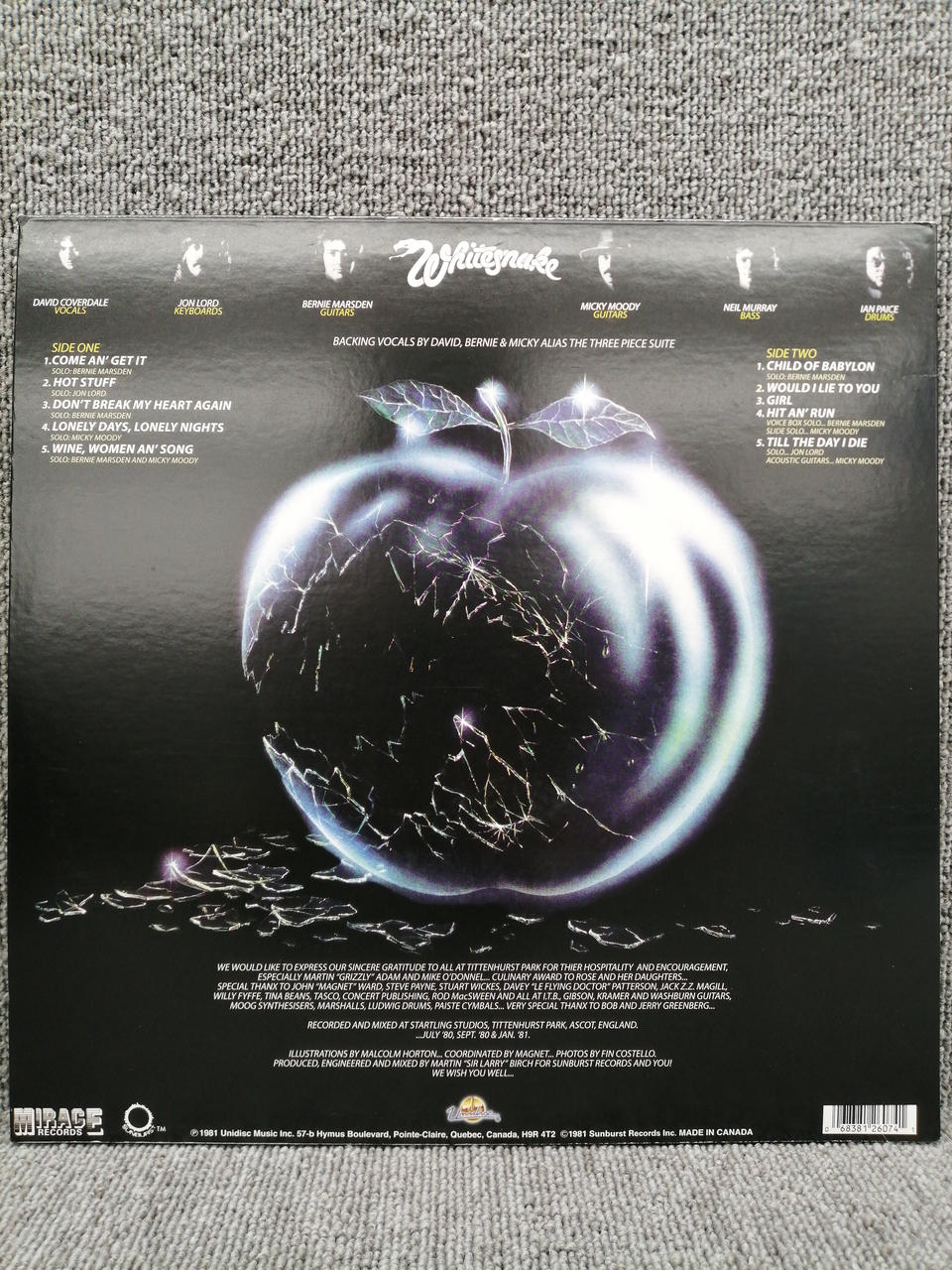 MIRAGE Analog record WHITESNAKE/COME AN'GET IT