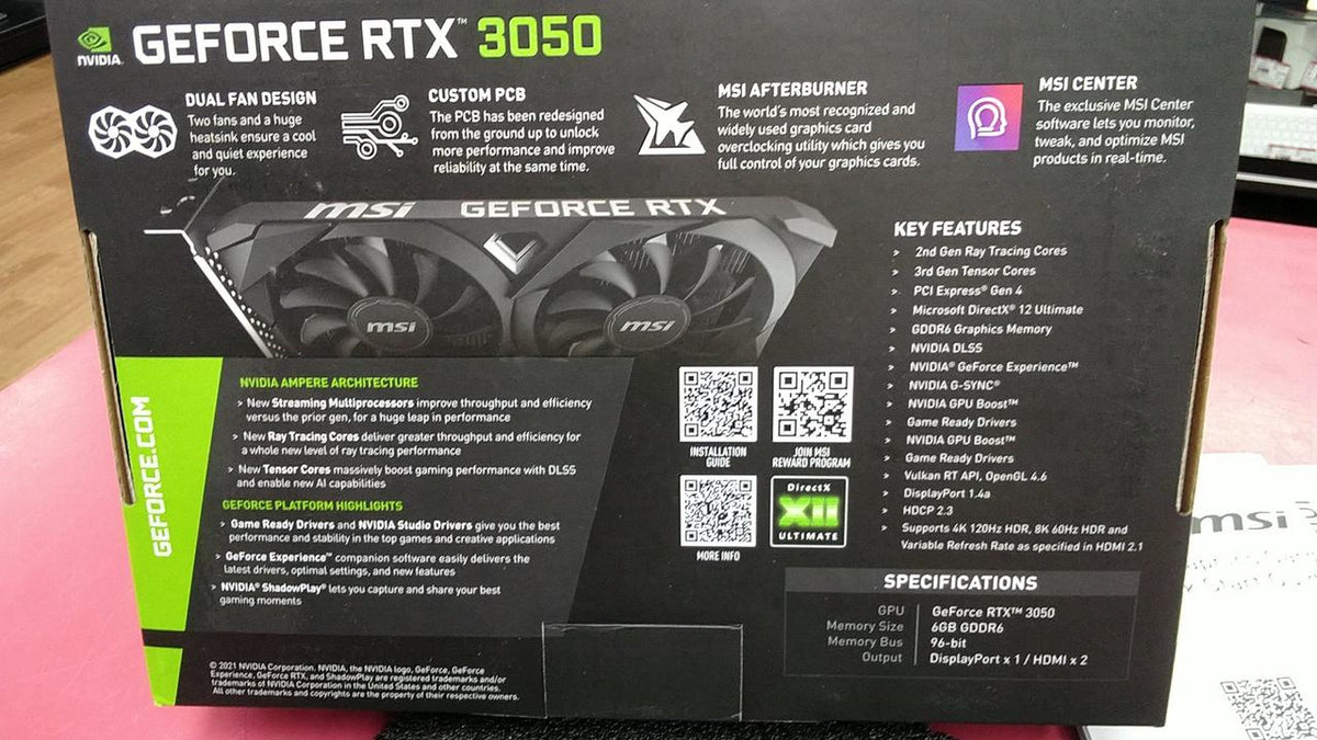 MSI GPU RTX3050 VENTUS 2X 6G OC