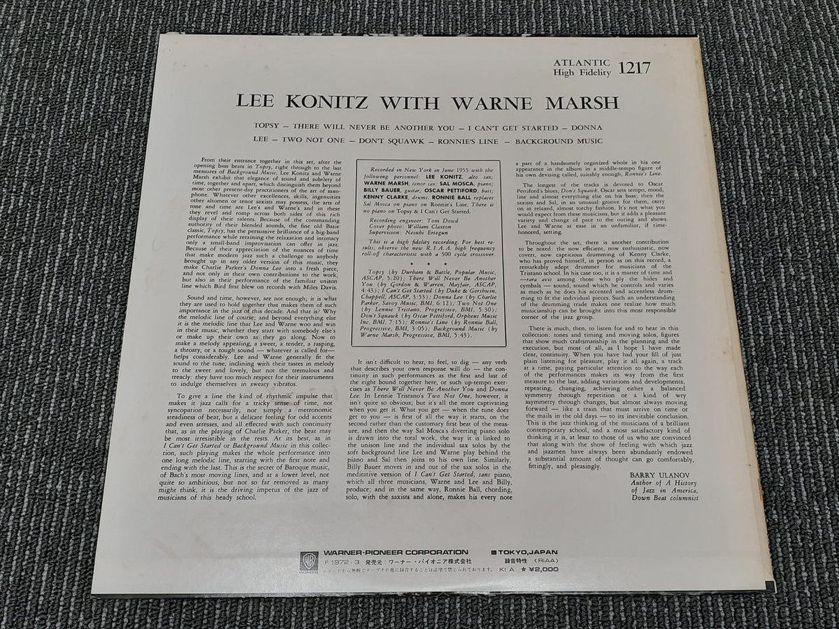 Warner Pioneer Inc. Western Music LEE KONITZ WITH WARNE MARSH