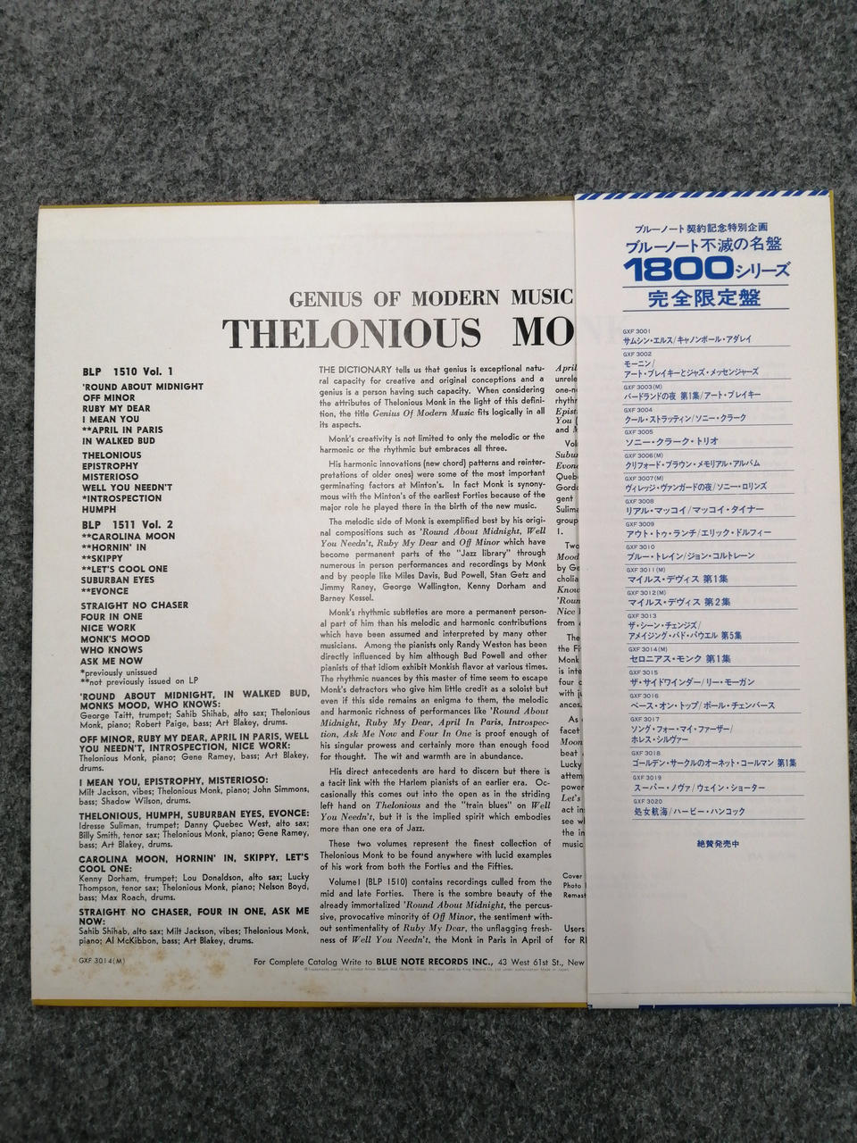 BLUE NOTE Thelonious Monk Volume 1