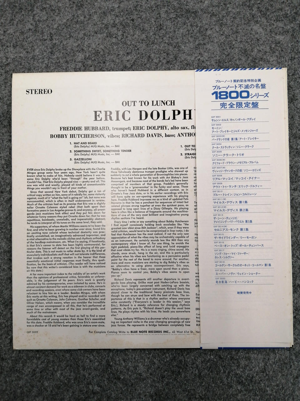 BLUE NOTE ERIC DOLPHY OUT TU LUNCH