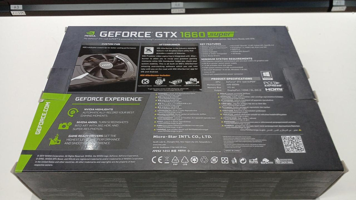 MSI Graphics Board: GEFORCE GTX 1660 SUPER