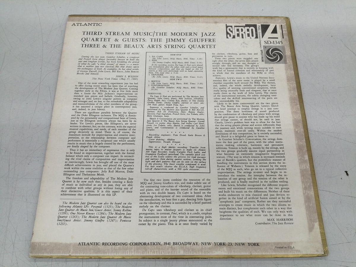 Atlantic THIRDSTREAMMUSIC/THEMODERNJAZZ SD1345