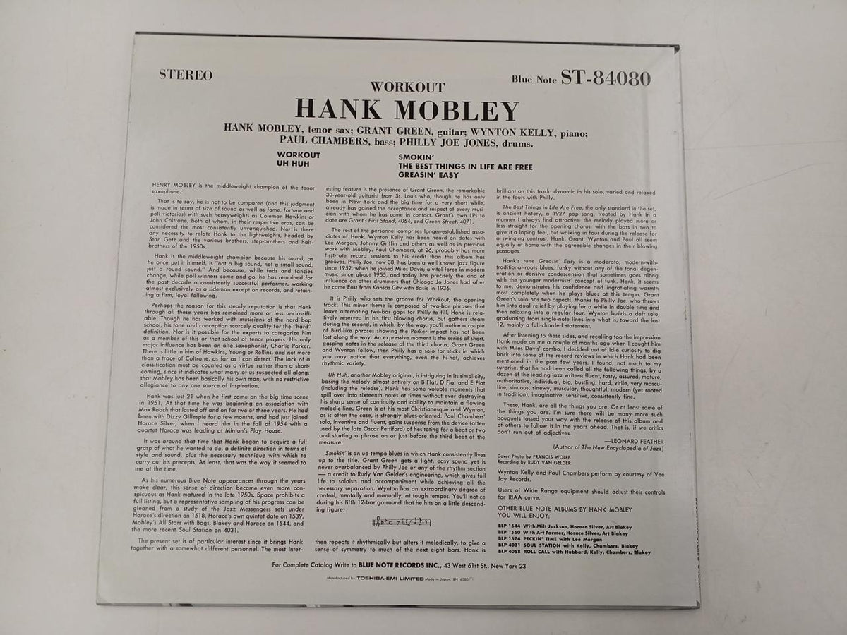 Toshiba EMI LP WORK OUT/HANK MOBLEY