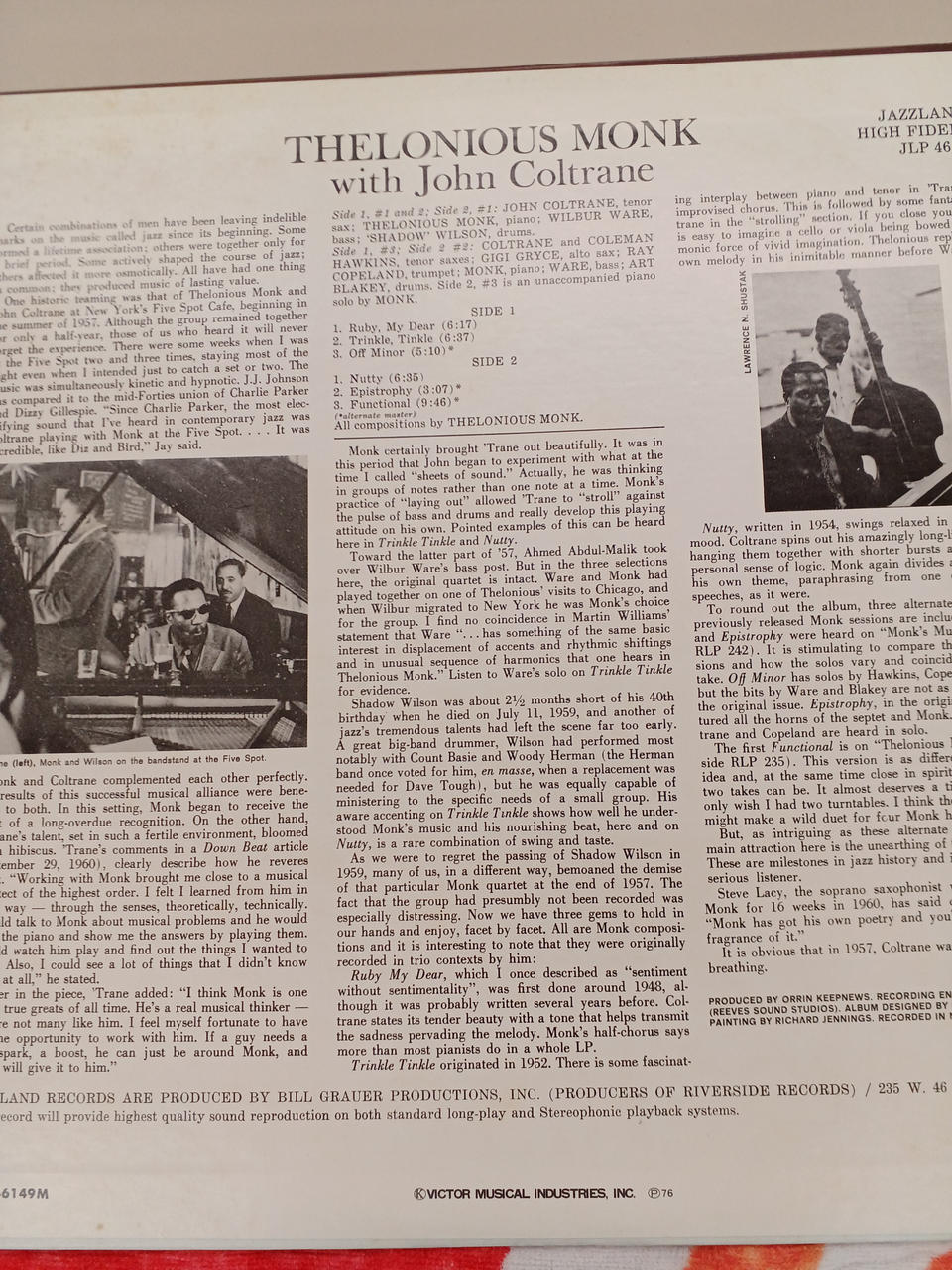 VICTOR Thelonious Monk with John Coltrane Thelonious Monk with John Coltrane