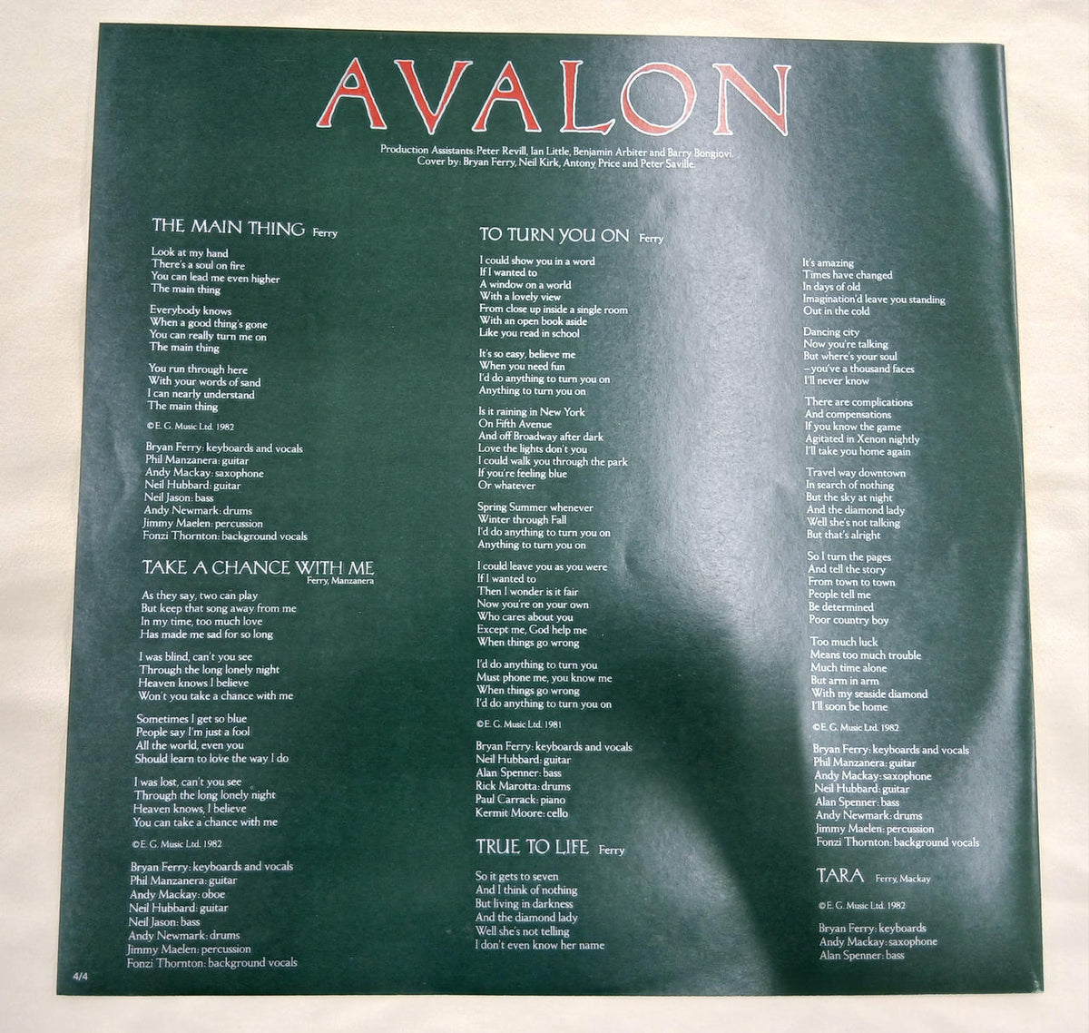 Polydor Records Record Avalon