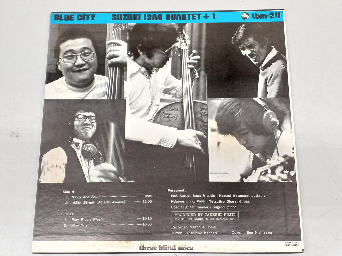 THREE BLIND MICE Japanese Jazz Record Isao Suzuki QUARTET+1/BLUE CITY