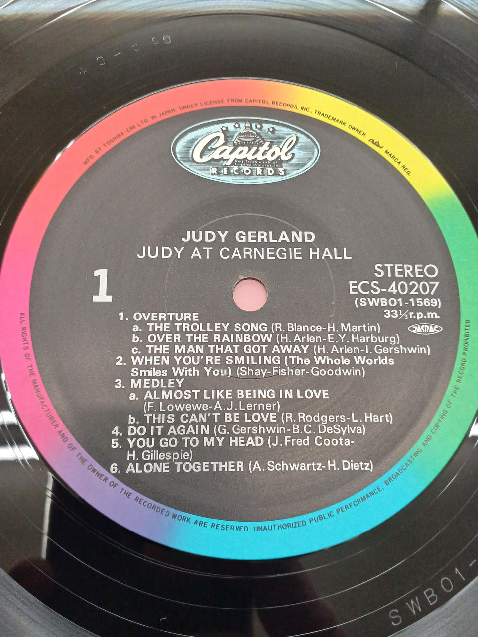 Toshiba EMI JAZZ/fusion Judy Garland / Judy at Carnegie Hall