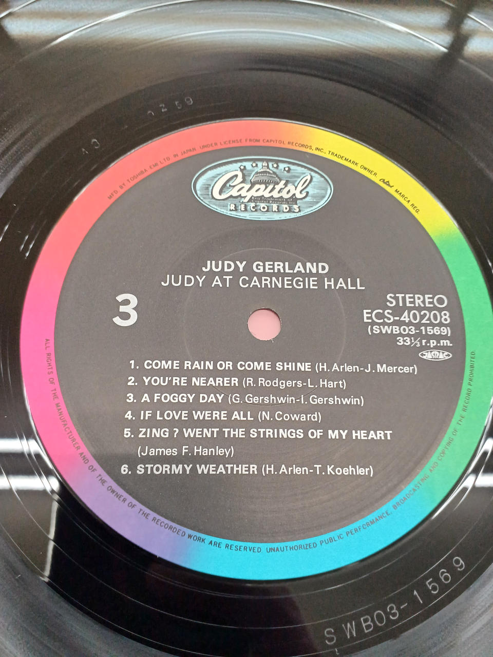 Toshiba EMI JAZZ/fusion Judy Garland / Judy at Carnegie Hall