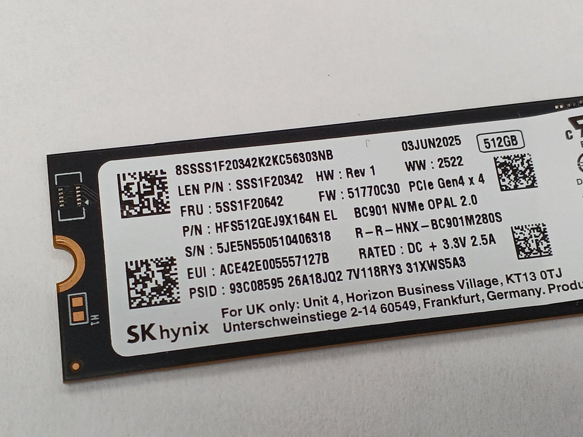 SK HYNIX M.2 NVME SSD (2280) 512GB HFS512GEJ9X164N EL
