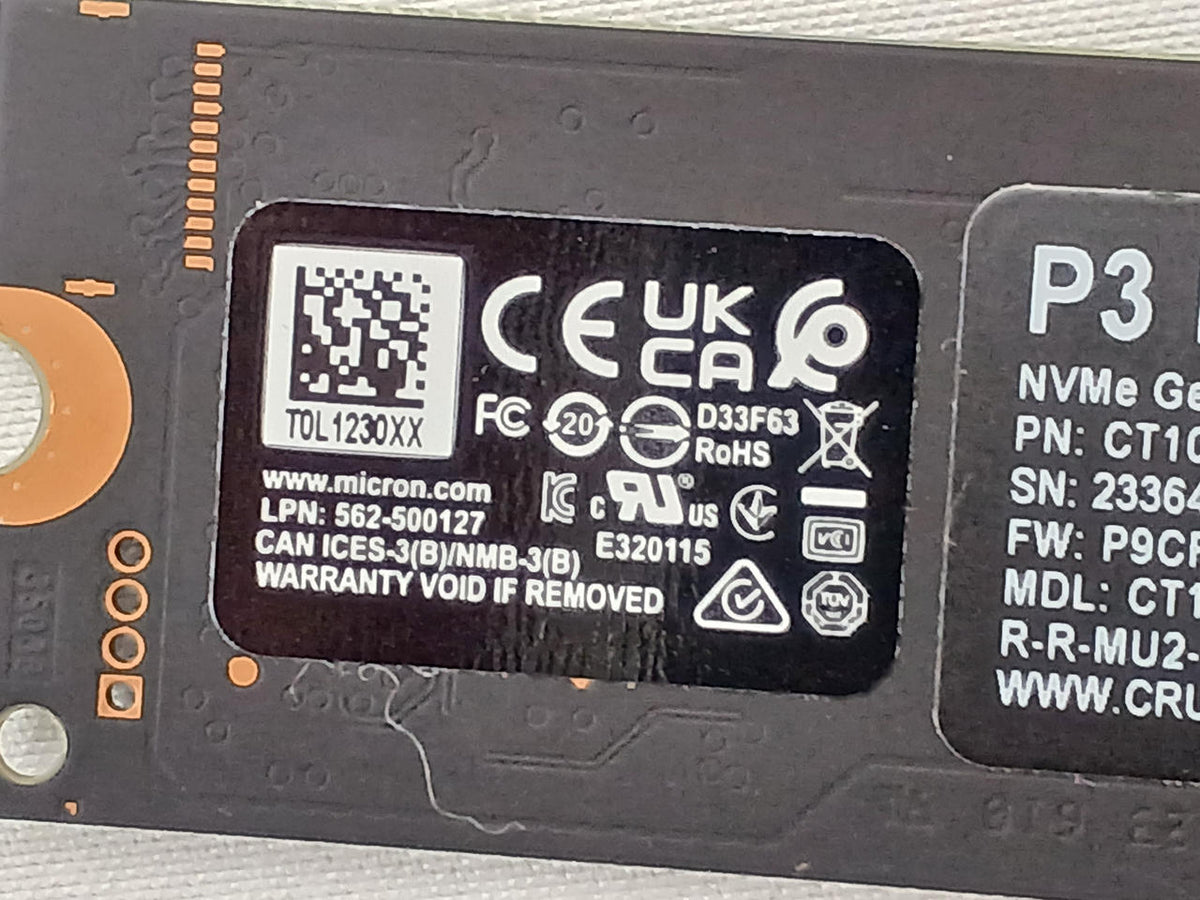 CRUCIAL M.2 NVMe SSD 1TB CT1000P3SSD8 - Banzai Thrifting | BanzaiHobby