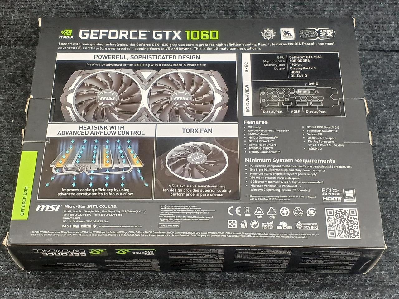 MSI Graphics Card: GTX 1060 ARMOR 6G OC | BanzaiHobby