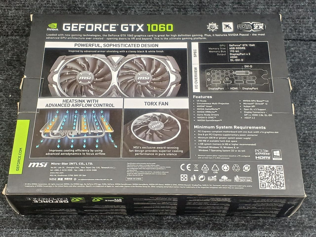 MSI Graphics Card: GTX 1060 ARMOR 6G OC
