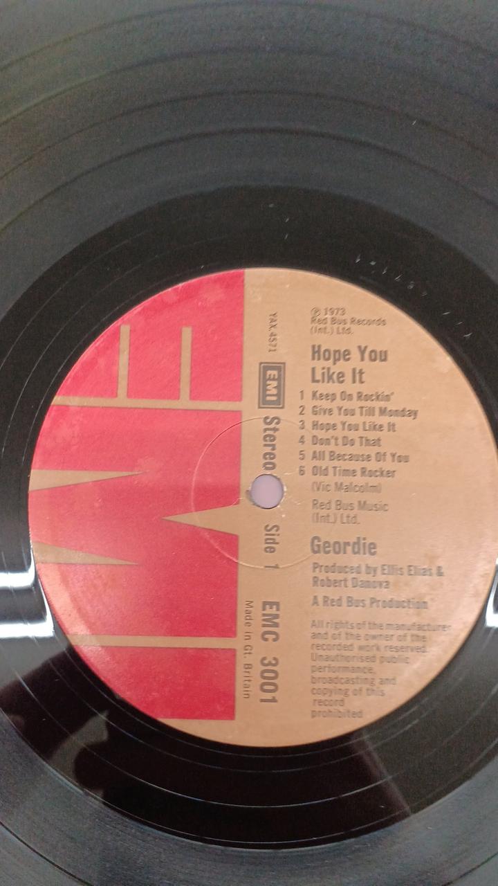 Toshiba EMI Western Music GEORDIE / HOPE YOU LIKE IT