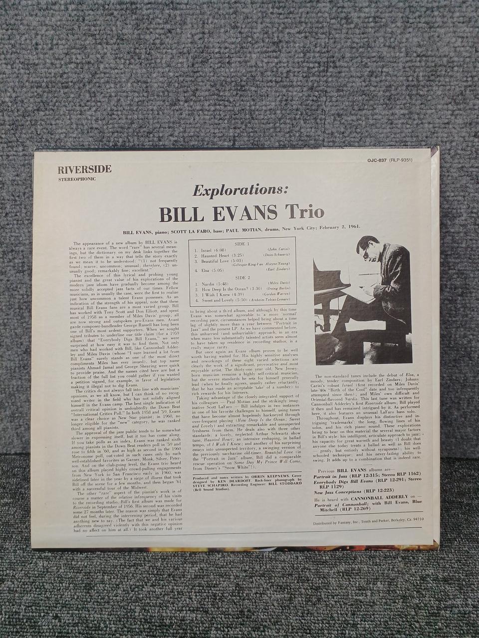 RIVERSIDE BILL EVANS TRIO - EXPLORATIONS OJC-037(RLP-9351)