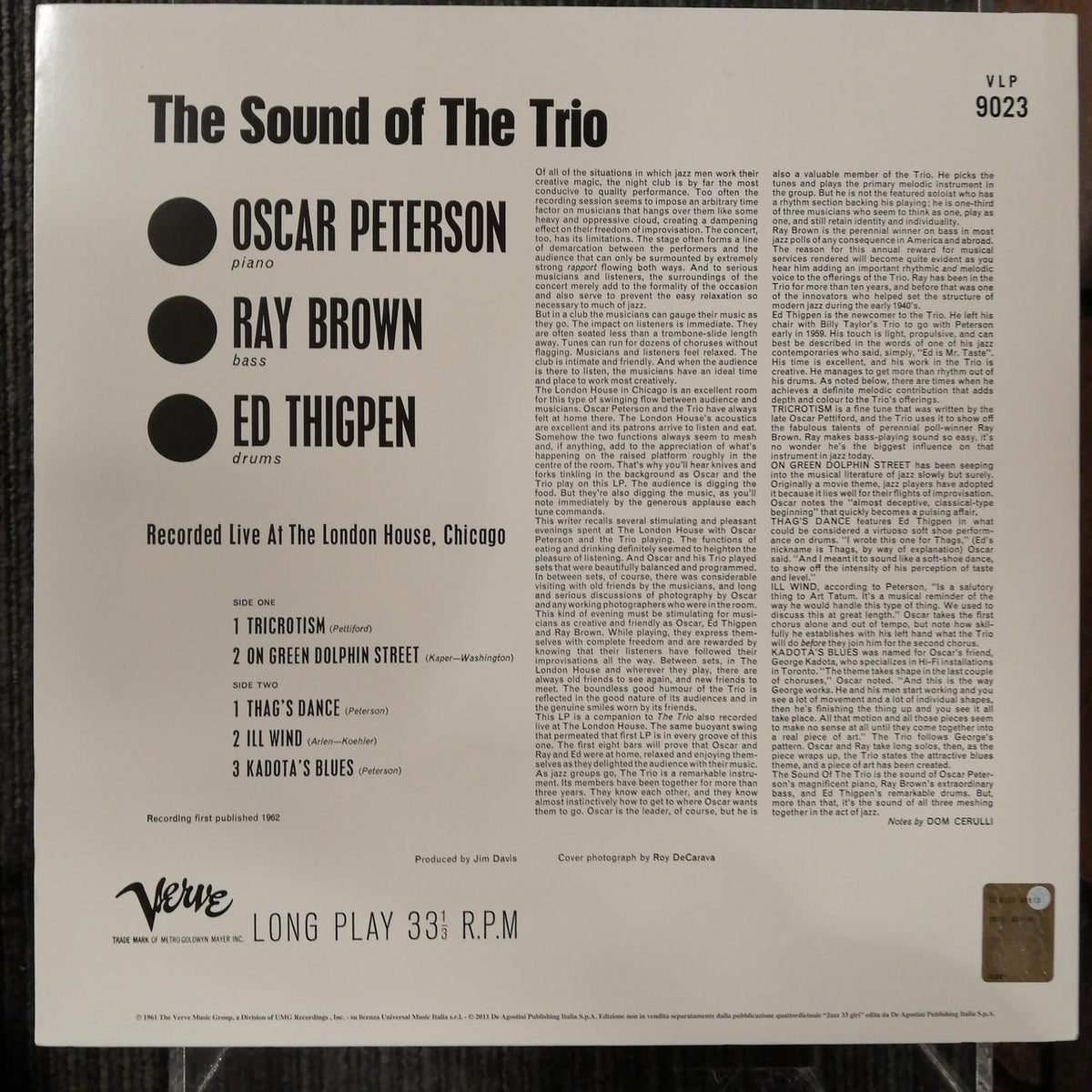 VERVE THE　SOUND　OF　THE　TRIO VLP　9023