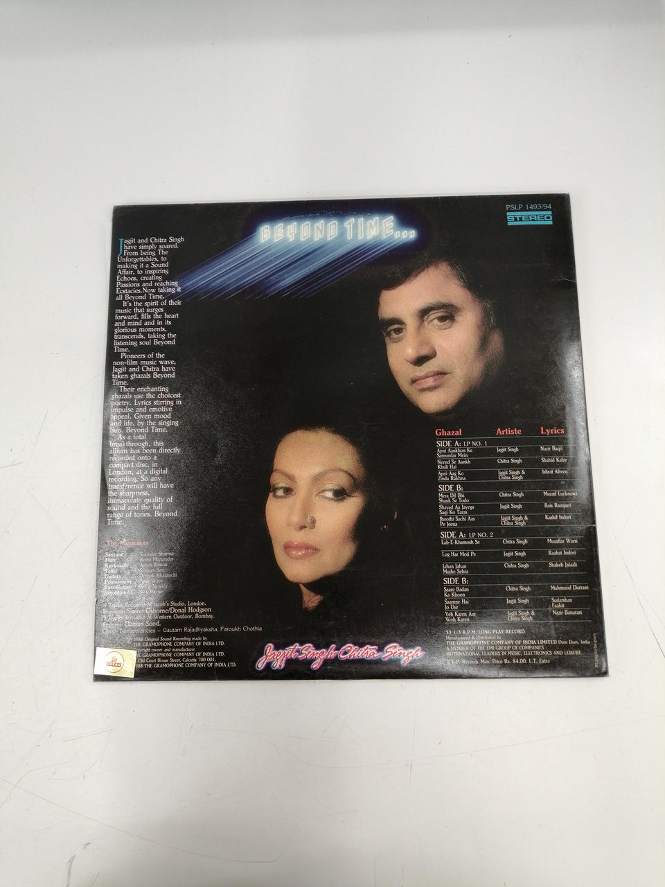 GRAMOPHONE Western Music JAGJIT SINGH CHITRA SINGH /BEY