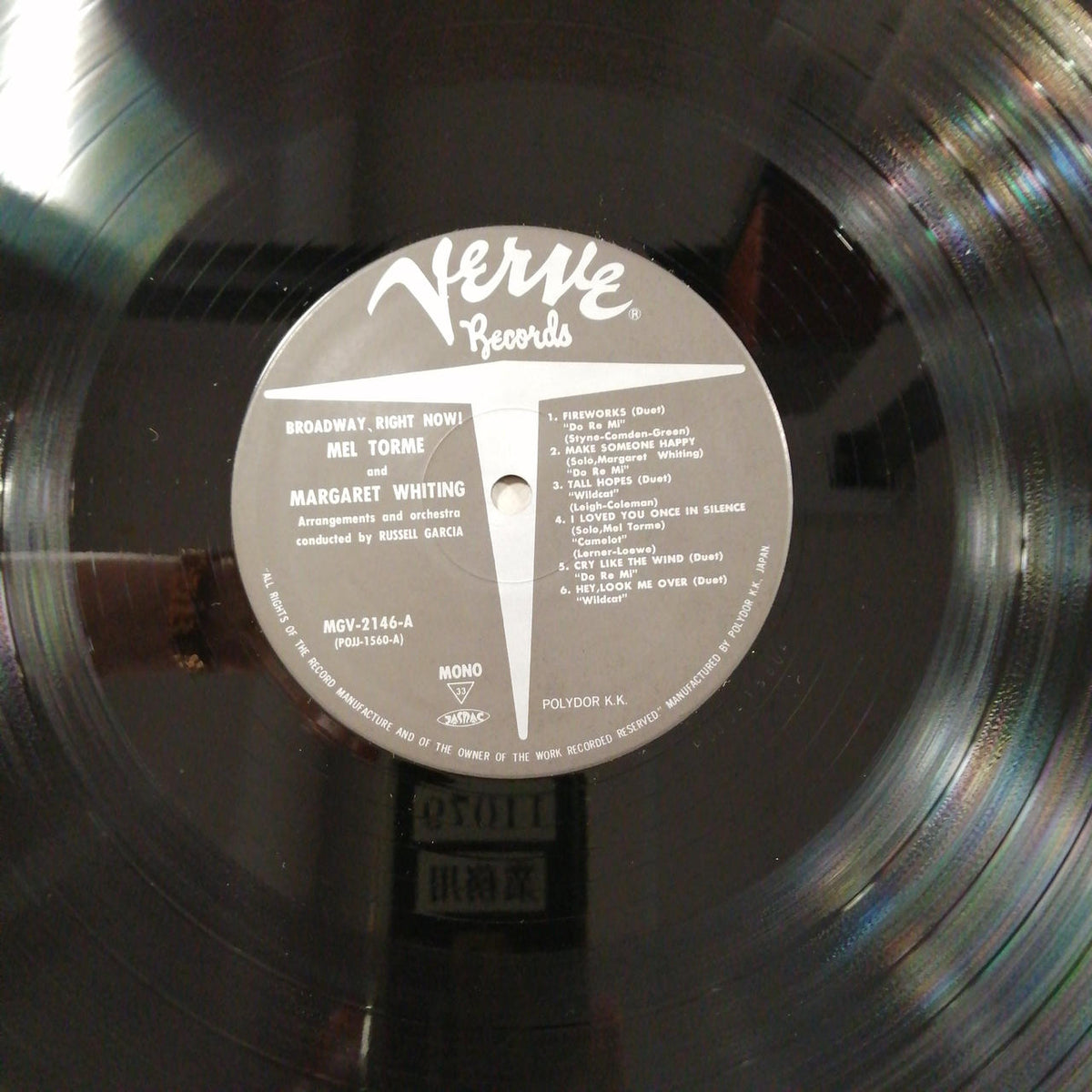 VERVE RECORDS MEL TORME & MARGARET WHITING/B MG V 2146
