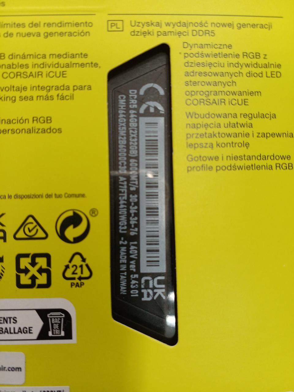 CORSAIR Unopened DDR5-6000MHz High-Speed Memory CMH64GX5M2B6000C30