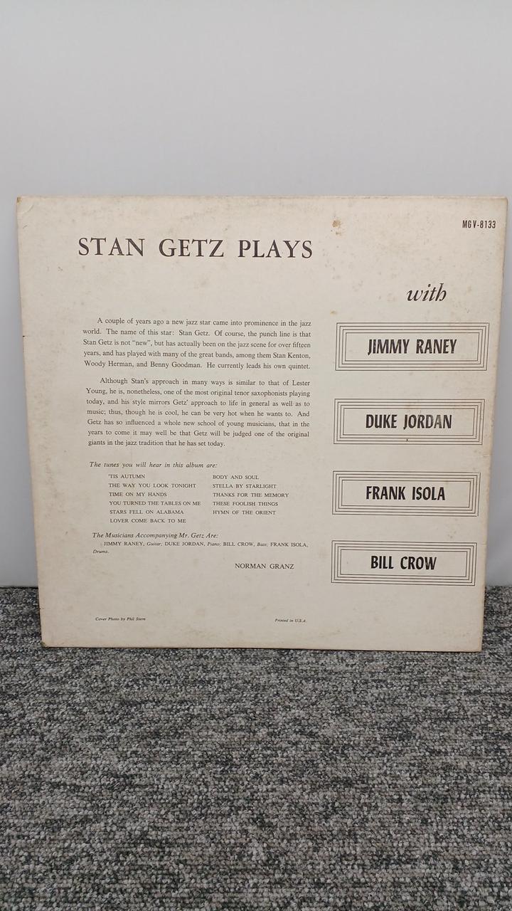 VERVE STAN GETZ PLAYS MGV-11420(V-8133)